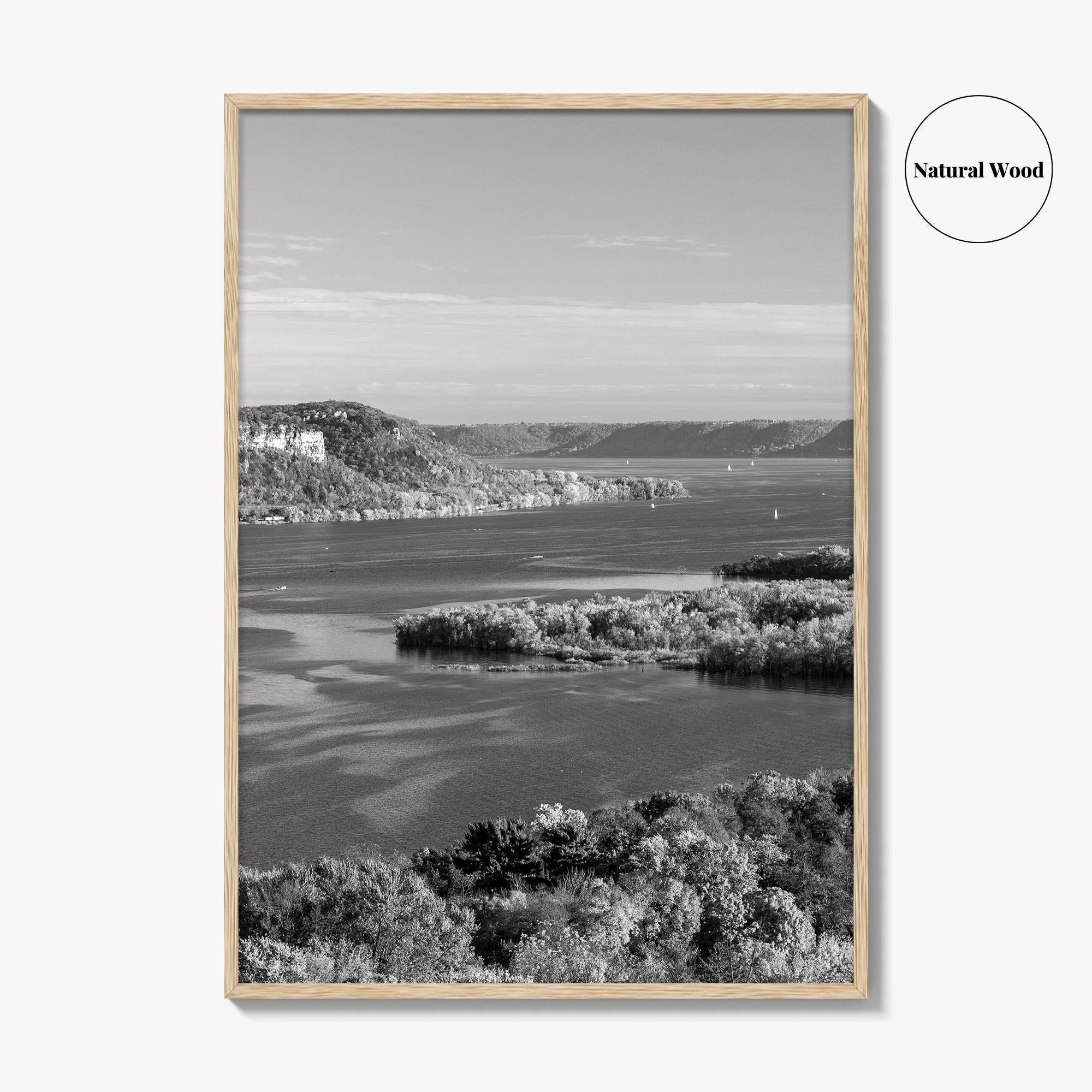 Mississippi River Black and White Fine Art Photo Print, Autumn Landscape USA Poster