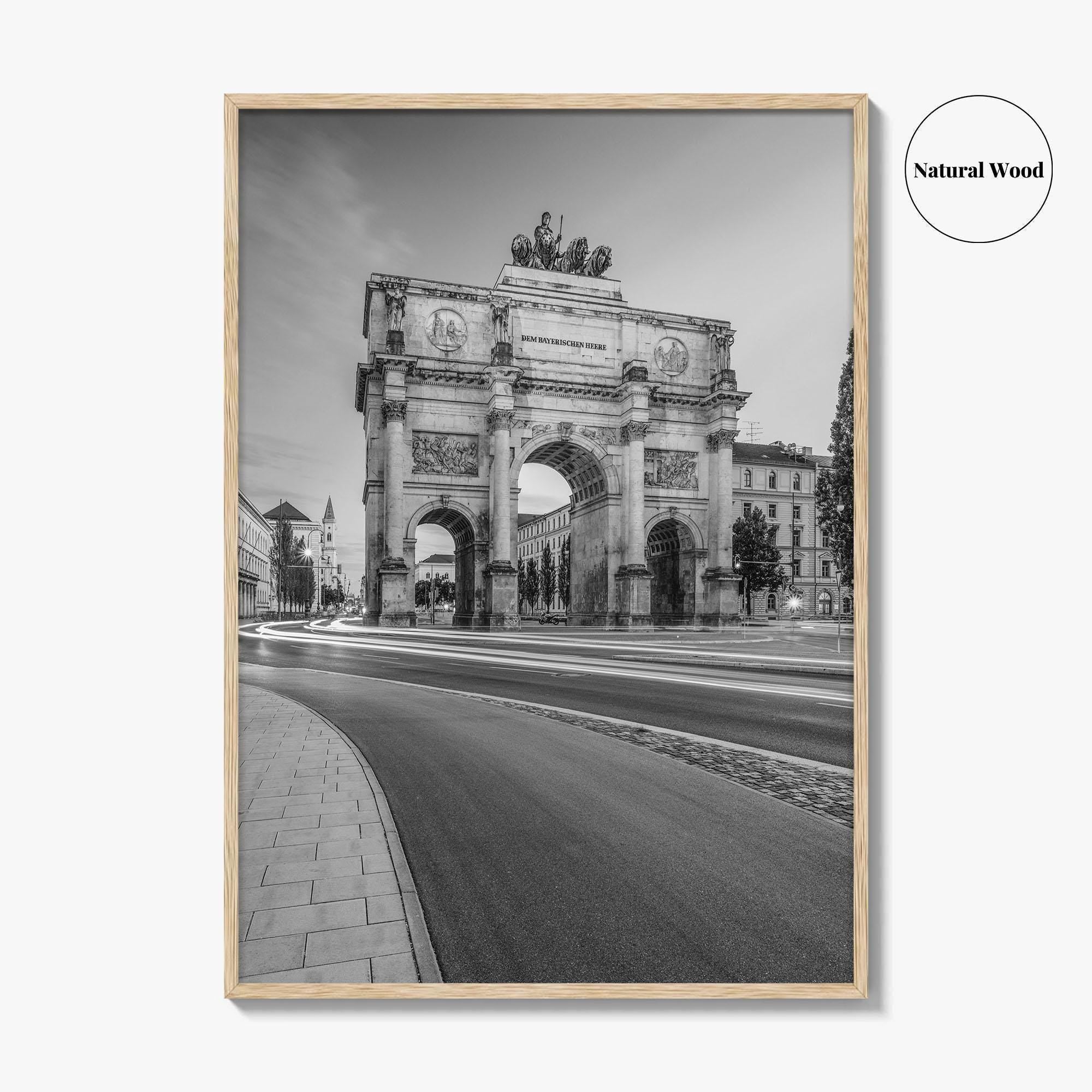 Munich Black and White Fine Art Photo Print, Siegestor, Bavaria, Germany Wall Poster