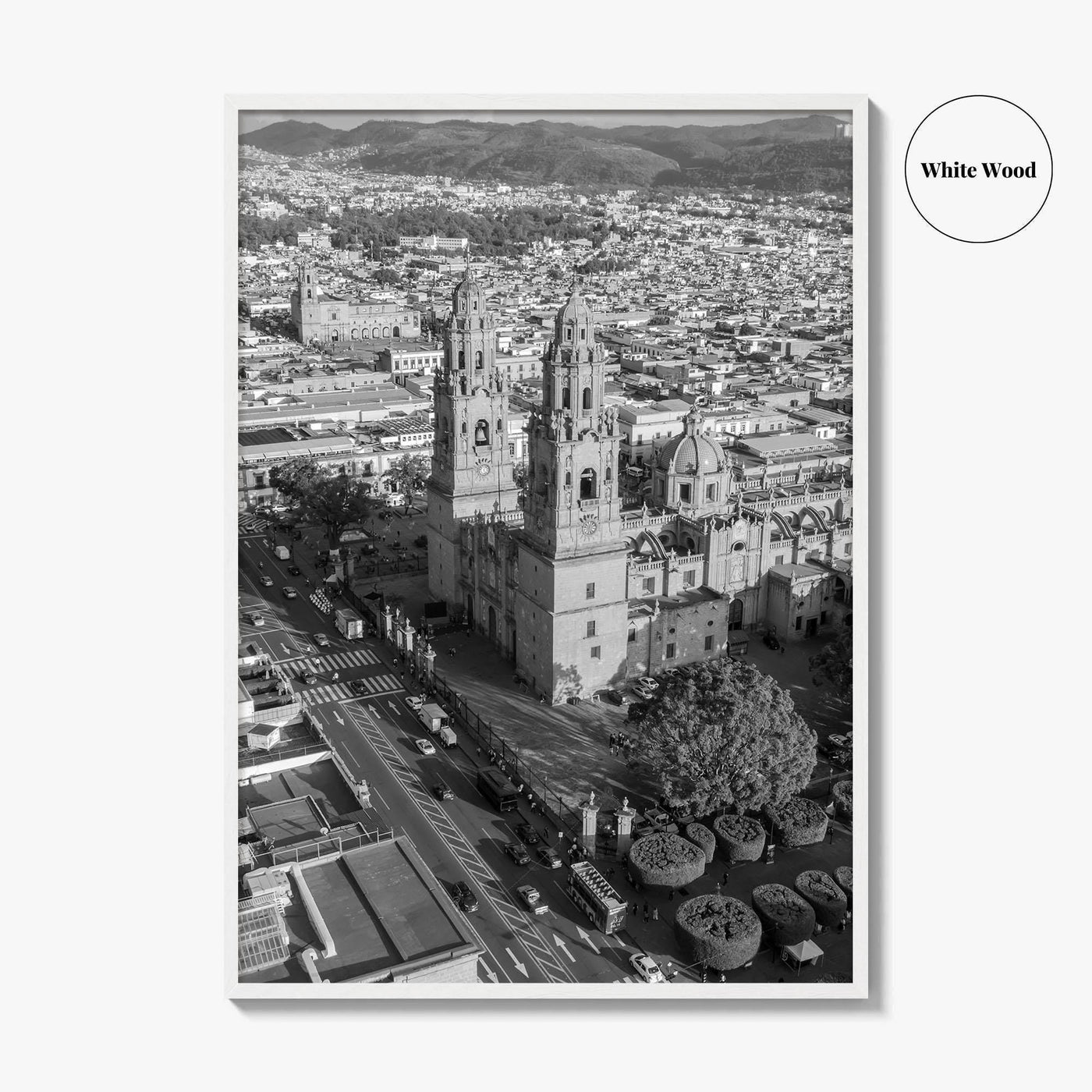 Morelia Black and White Fine Art Photo Print, Cathedral Michoacán Mexico Poster