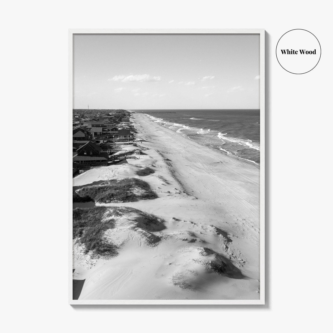 Nags Head Black and White Fine Art Photo Print, Outer Banks Fishing Pier Poster