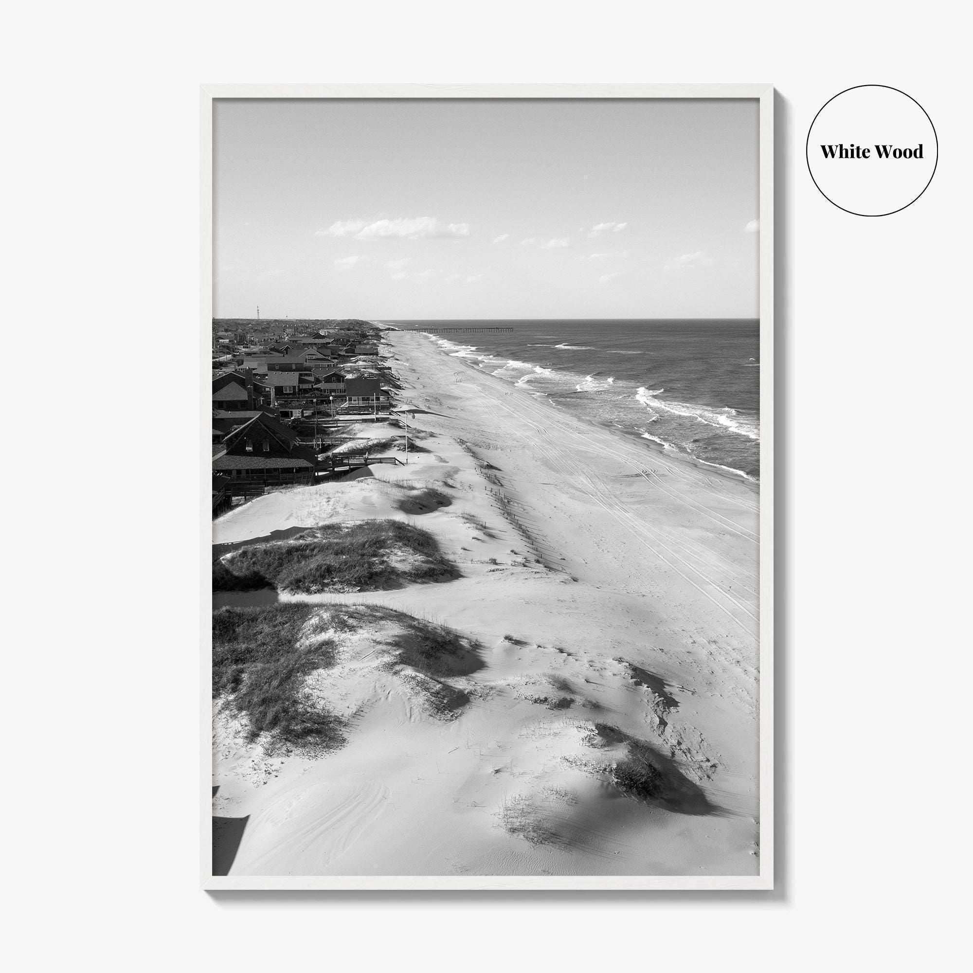 Nags Head Black and White Fine Art Photo Print, Outer Banks Fishing Pier Poster