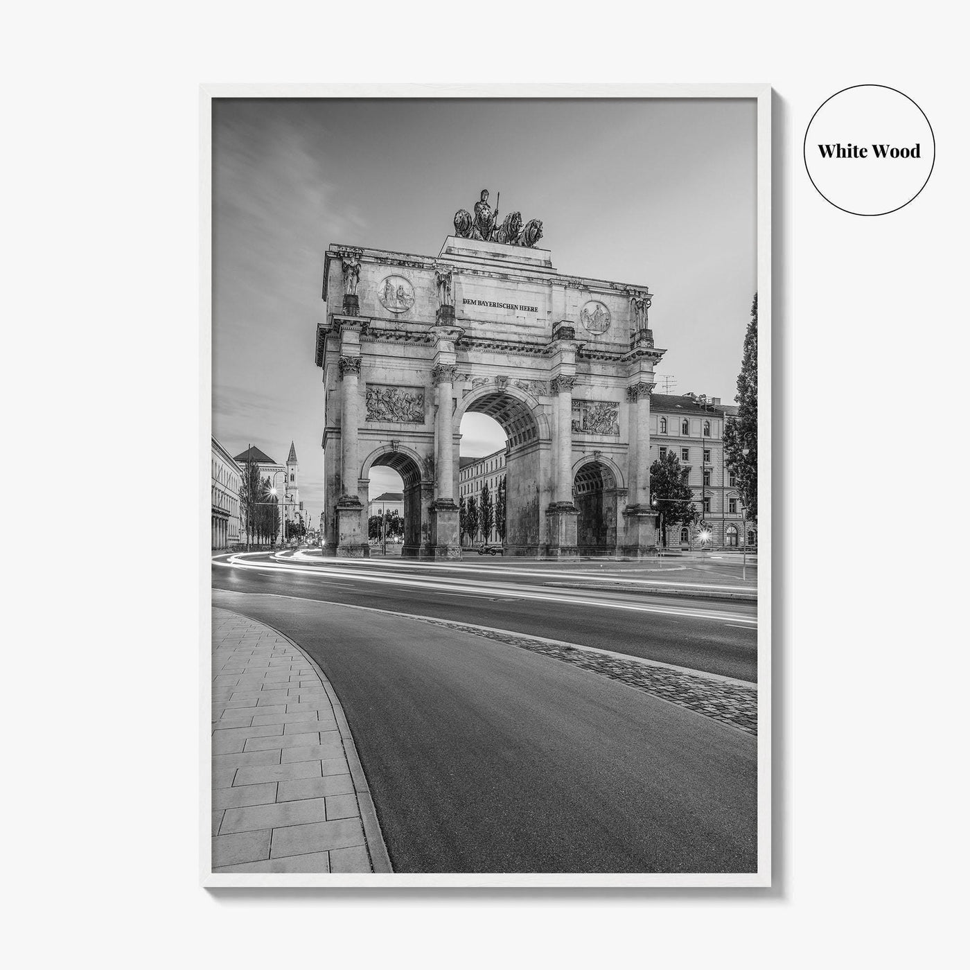 Munich Black and White Fine Art Photo Print, Siegestor, Bavaria, Germany Wall Poster