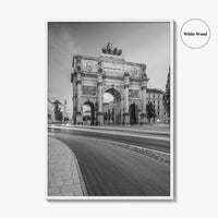 Munich Black and White Fine Art Photo Print, Siegestor, Bavaria, Germany Wall Poster