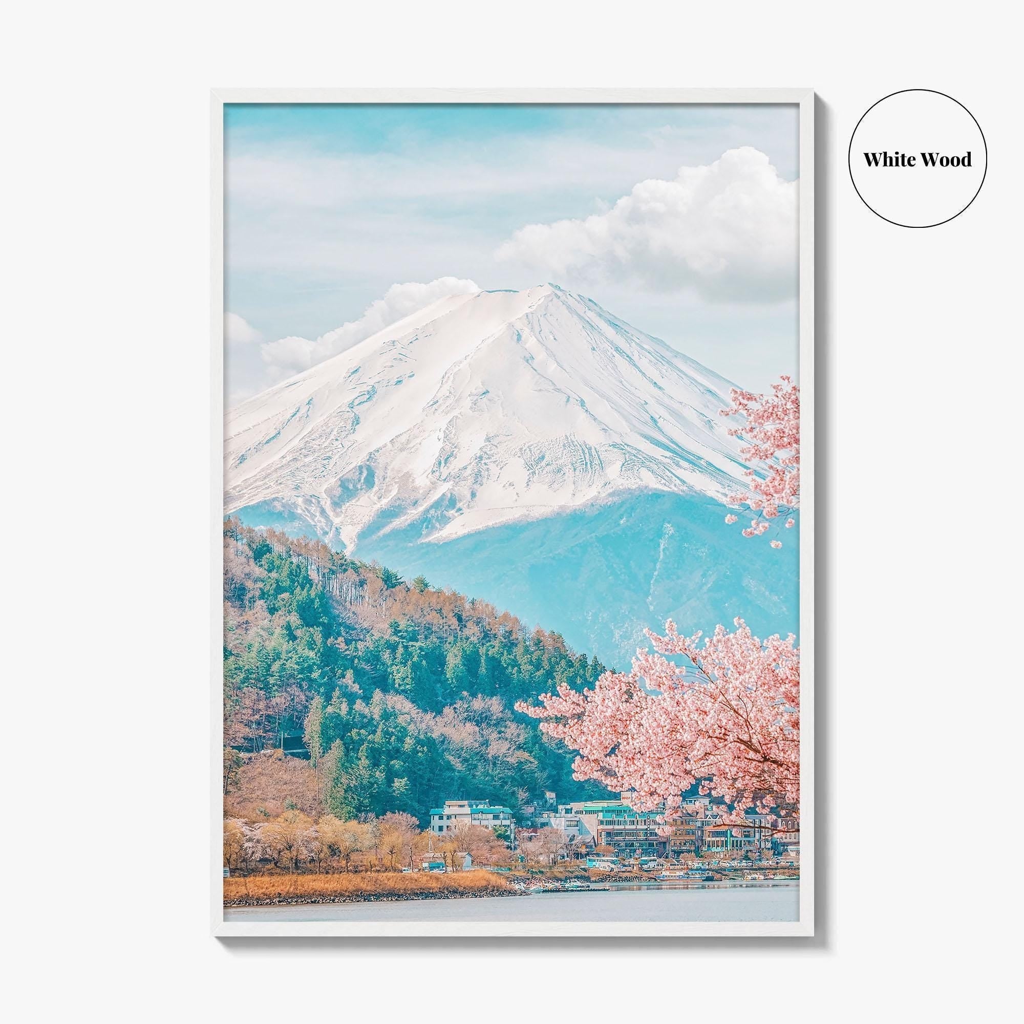 Mount Fuji Fine Art Photo Print, Kawaguchiko Japan, Sakura Cherry Blossom Wall Decor Poster