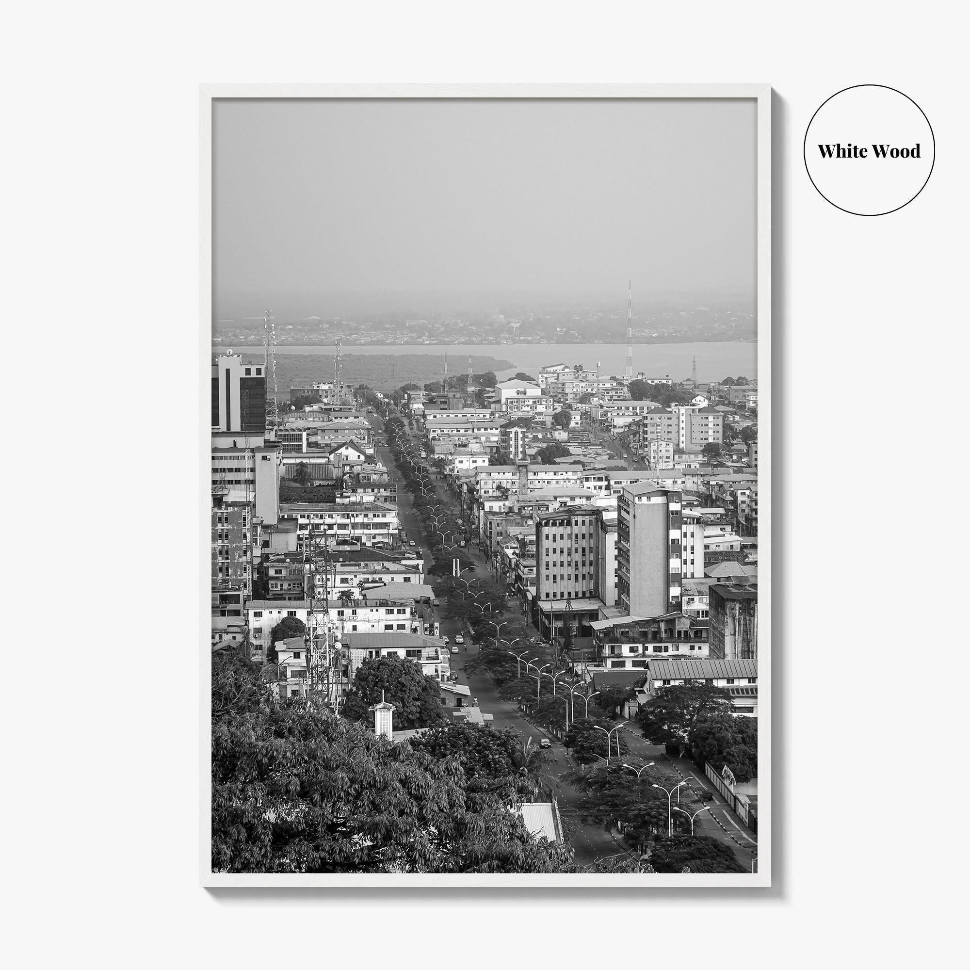 Monrovia Black and White Fine Art Photo Print, Liberia Cityscape Wall Decor Poster