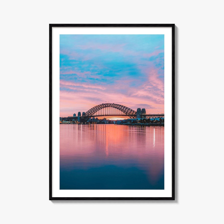 Sydney Blue and Purple Fine Art Photo Print, Harbour Bridge Silhouette, Australia Poster