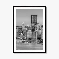 Pittsburgh Skyline Black and White Fine Art Photo Print, Pennsylvania Wall Decor Poster, USA