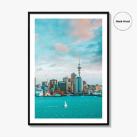 Auckland Skyline Fine Art Photo Print, New Zealand Wall Decor Poster, Harbour