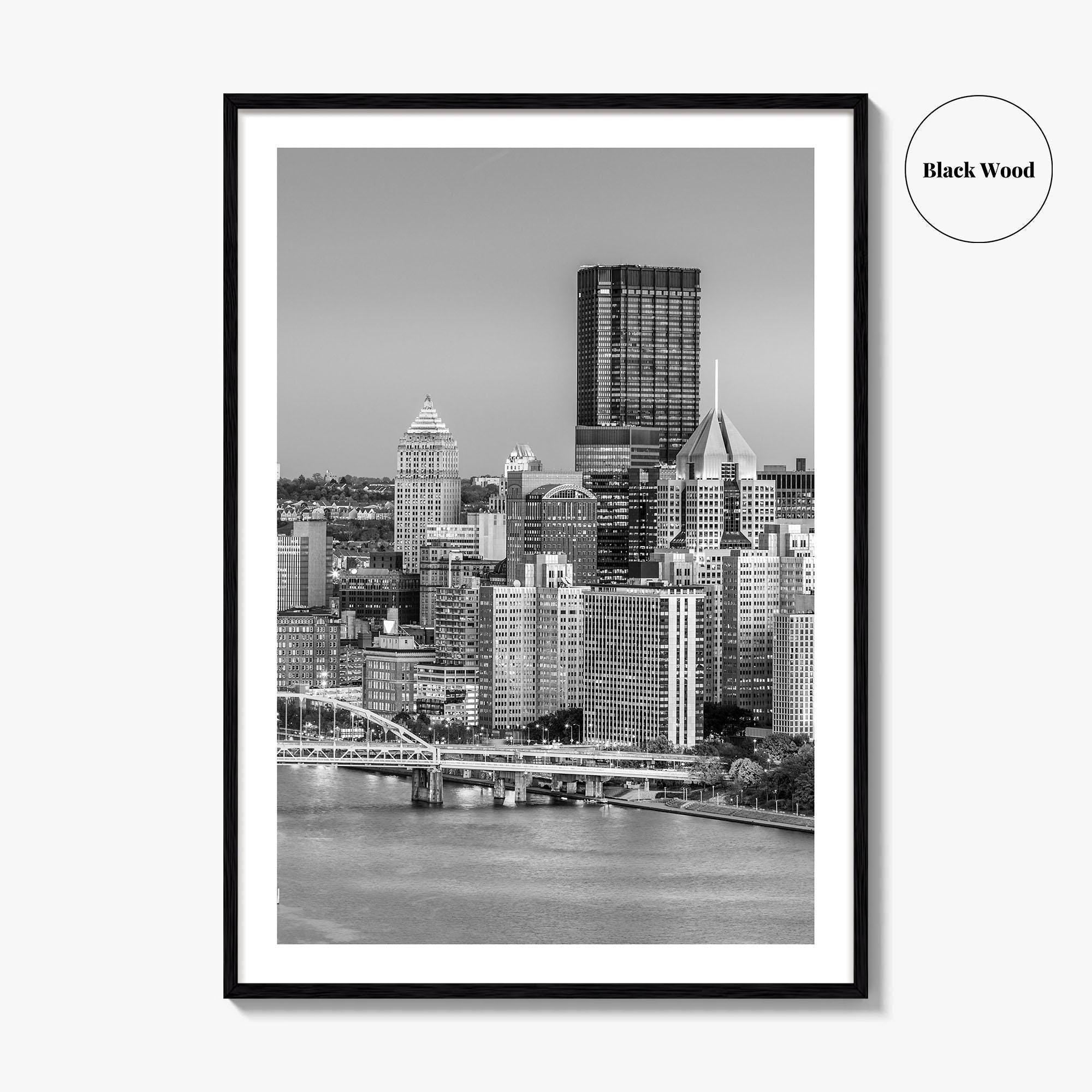 Pittsburgh Skyline Black and White Fine Art Photo Print, Pennsylvania Wall Decor Poster, USA