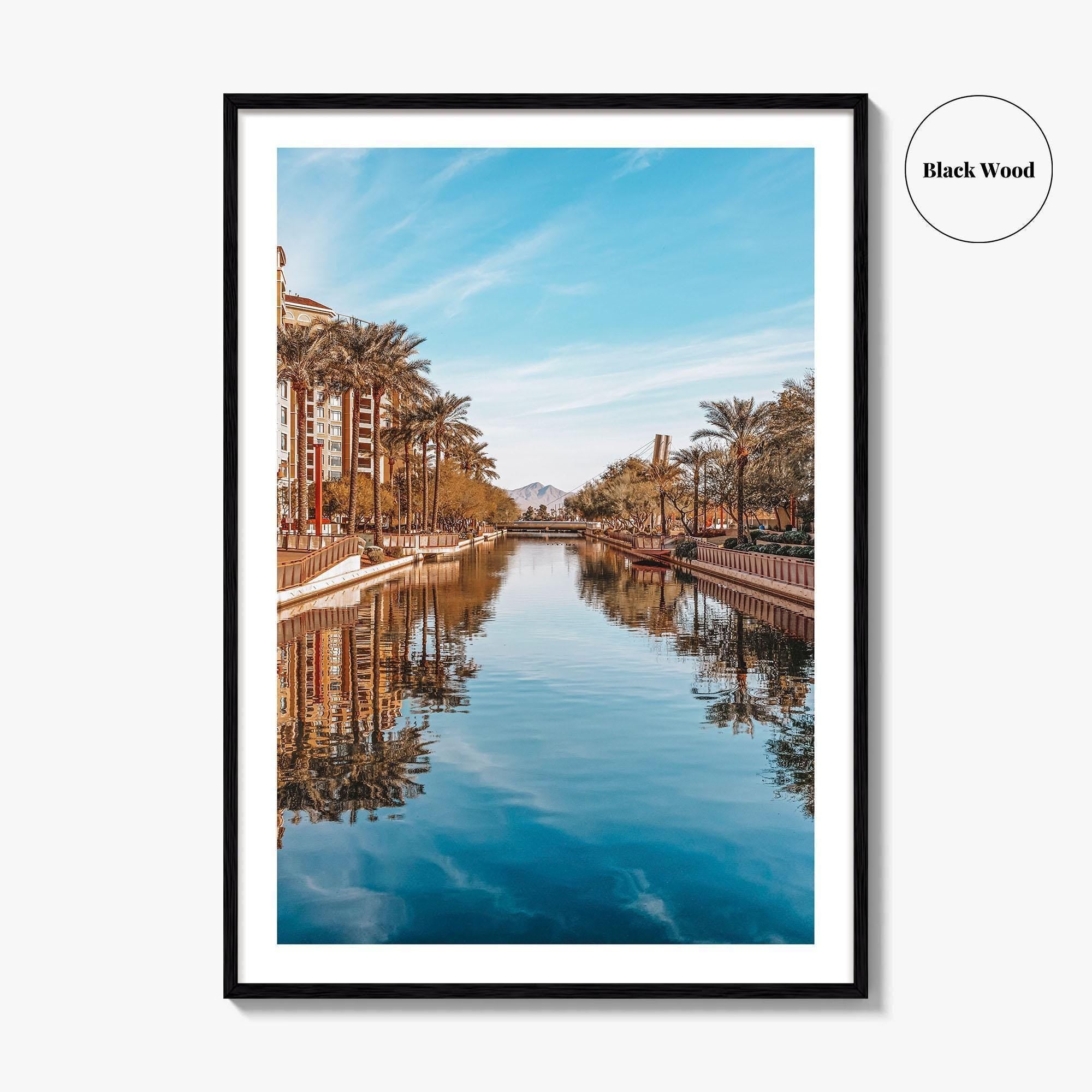 Scottsdale Fine Art Photo Print, Old Town Canal Waterfront, Arizona Wall Decor Poster, USA