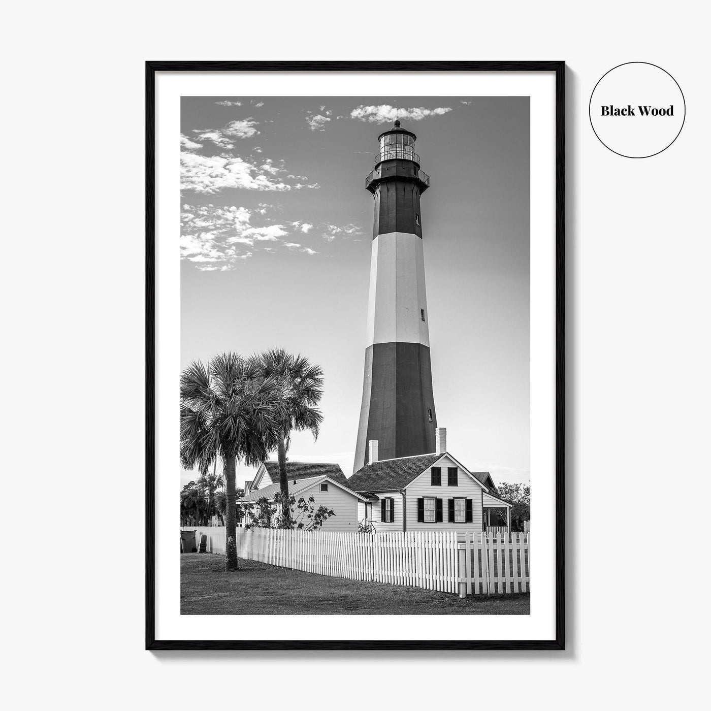 Tybee Island Black and White Fine Art Photo Print, Lighthouse, Georgia, USA Wall Poster