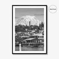 Tacoma Black and White Fine Art Photo Print, Mount Rainier, Washington State Poster