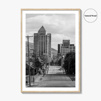 Roanoke Skyline Black and White Fine Art Photo Print, Jefferson Street, Virginia, Wall Decor