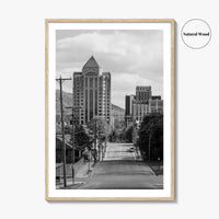 Roanoke Skyline Black and White Fine Art Photo Print, Jefferson Street, Virginia, Wall Decor