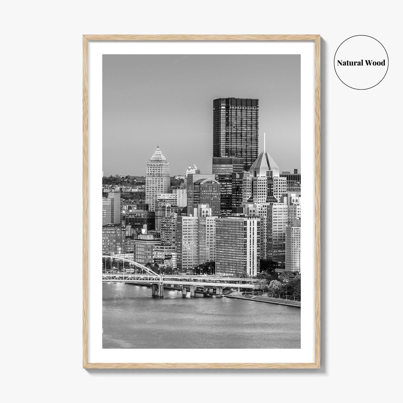 Pittsburgh Skyline Black and White Fine Art Photo Print, Pennsylvania Wall Decor Poster, USA