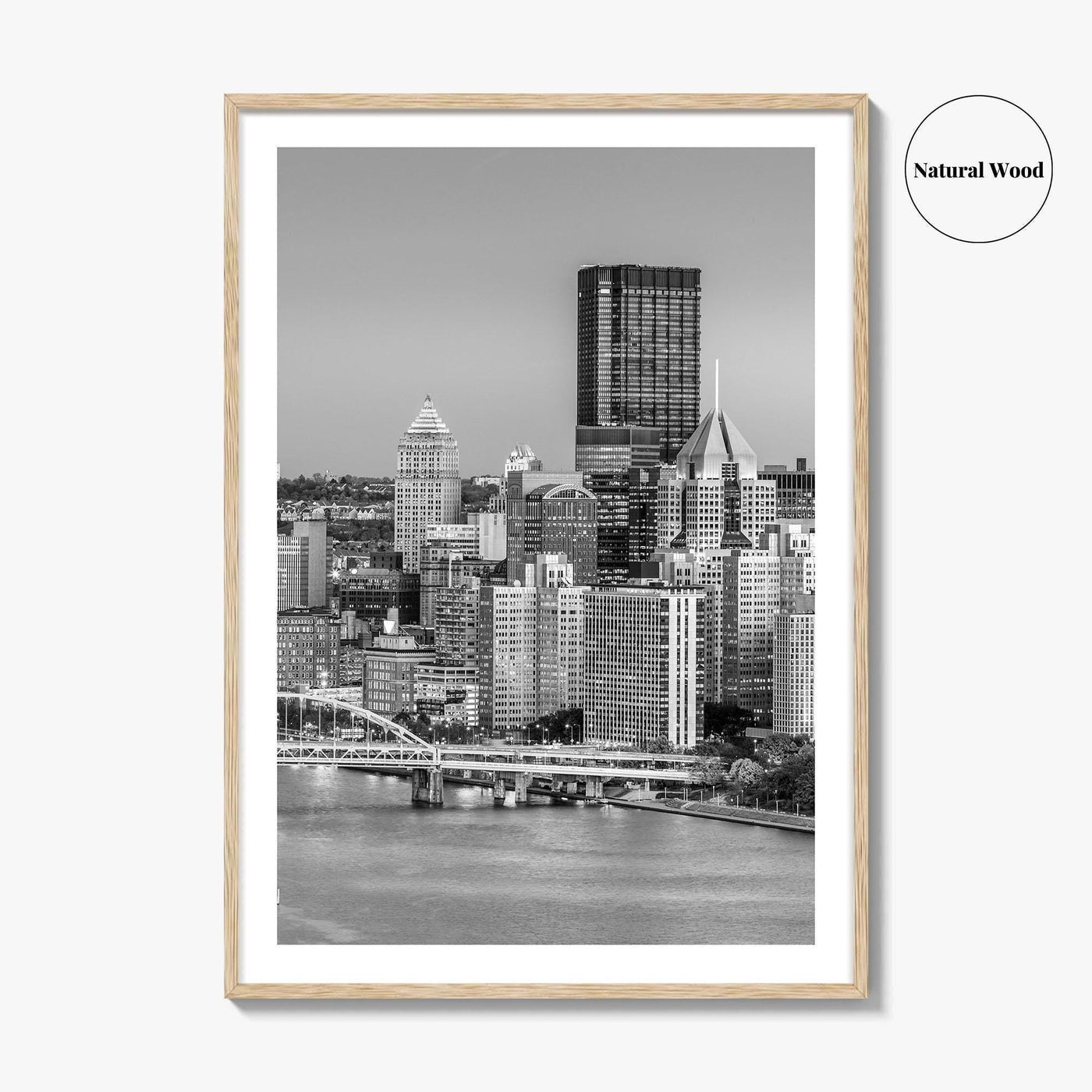 Pittsburgh Skyline Black and White Fine Art Photo Print, Pennsylvania Wall Decor Poster, USA