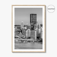 Pittsburgh Skyline Black and White Fine Art Photo Print, Pennsylvania Wall Decor Poster, USA