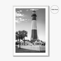 Tybee Island Black and White Fine Art Photo Print, Lighthouse, Georgia, USA Wall Poster