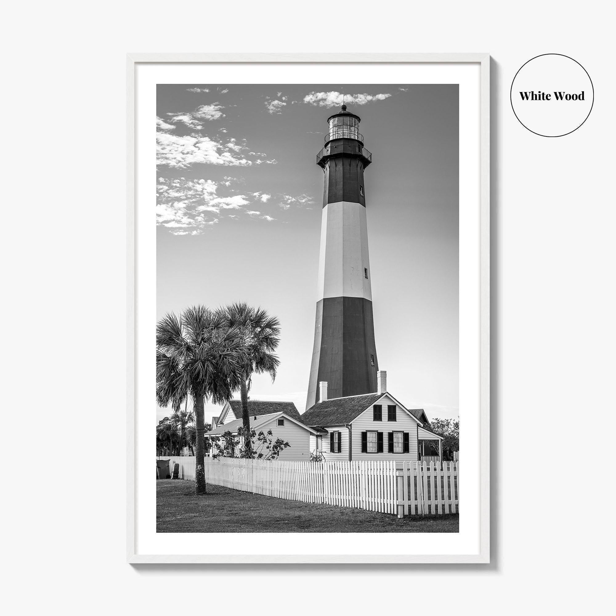 Tybee Island Black and White Fine Art Photo Print, Lighthouse, Georgia, USA Wall Poster