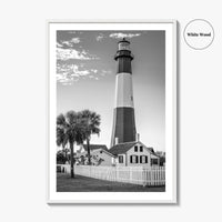 Tybee Island Black and White Fine Art Photo Print, Lighthouse, Georgia, USA Wall Poster
