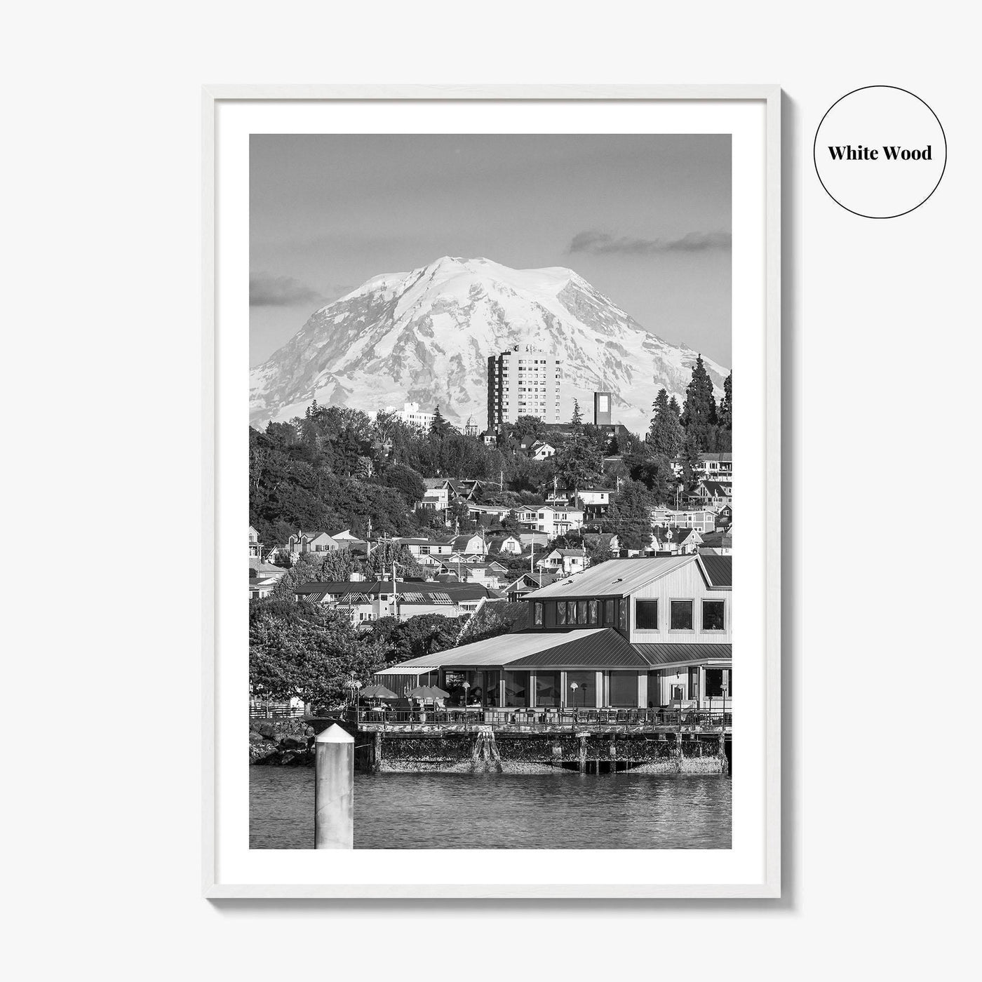Tacoma Black and White Fine Art Photo Print, Mount Rainier, Washington State Poster