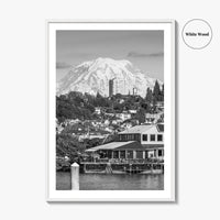 Tacoma Black and White Fine Art Photo Print, Mount Rainier, Washington State Poster