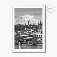 Tacoma Black and White Fine Art Photo Print, Mount Rainier, Washington State Poster