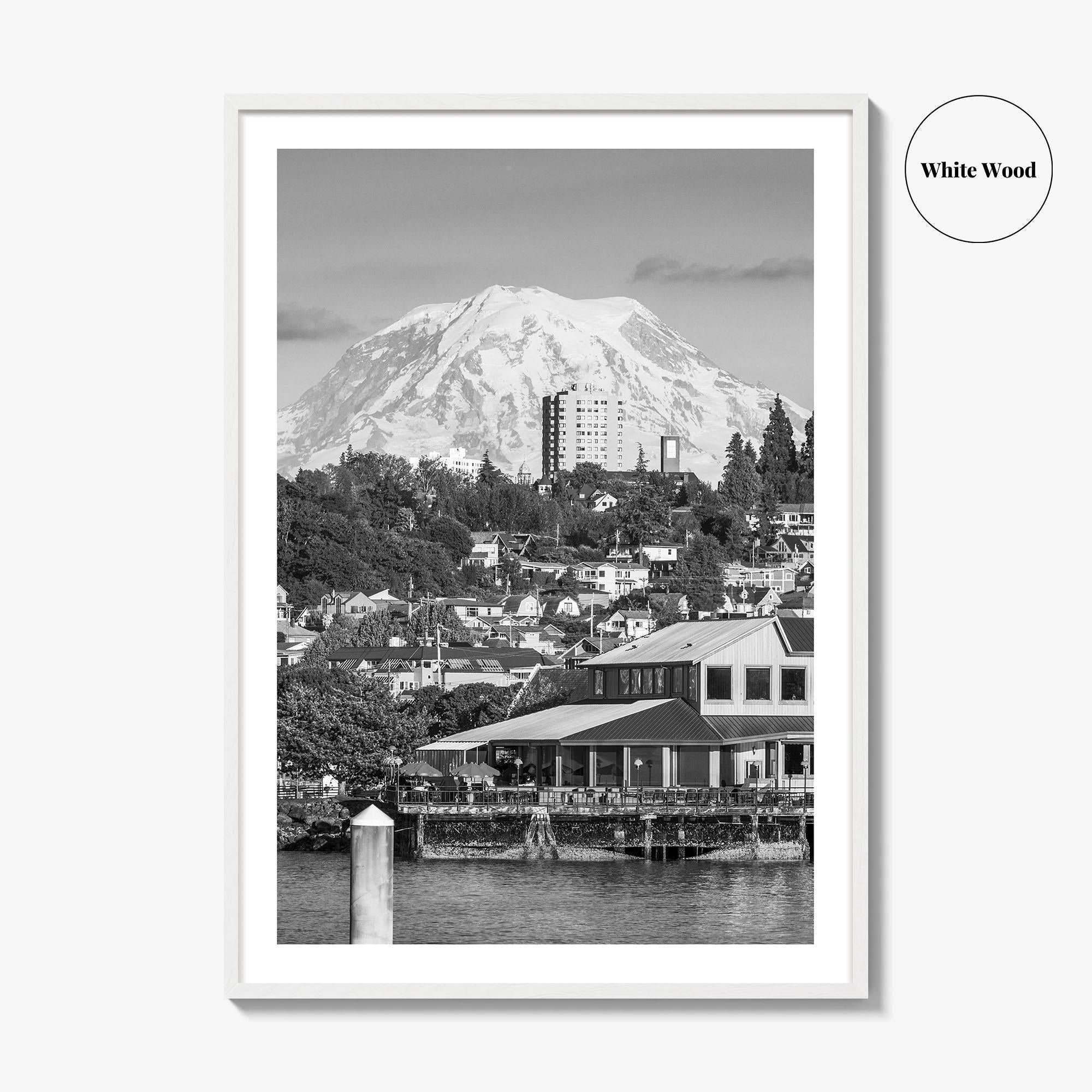 Tacoma Black and White Fine Art Photo Print, Mount Rainier, Washington State Poster
