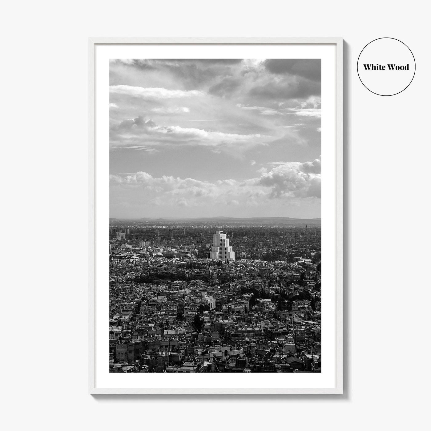 Damascus Skyline Black and White Fine Art Photo Print, Mount Qasioun View, Syria Poster
