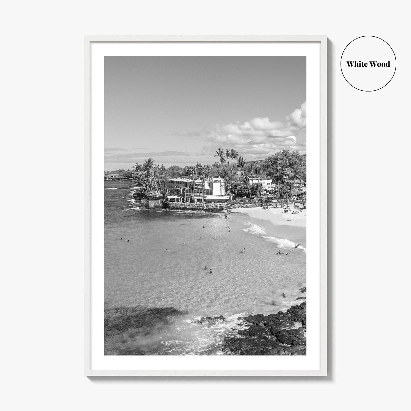 Kailua Kona Black and White Fine Art Photo Print, Magic Sands Beach, Hawaii Poster