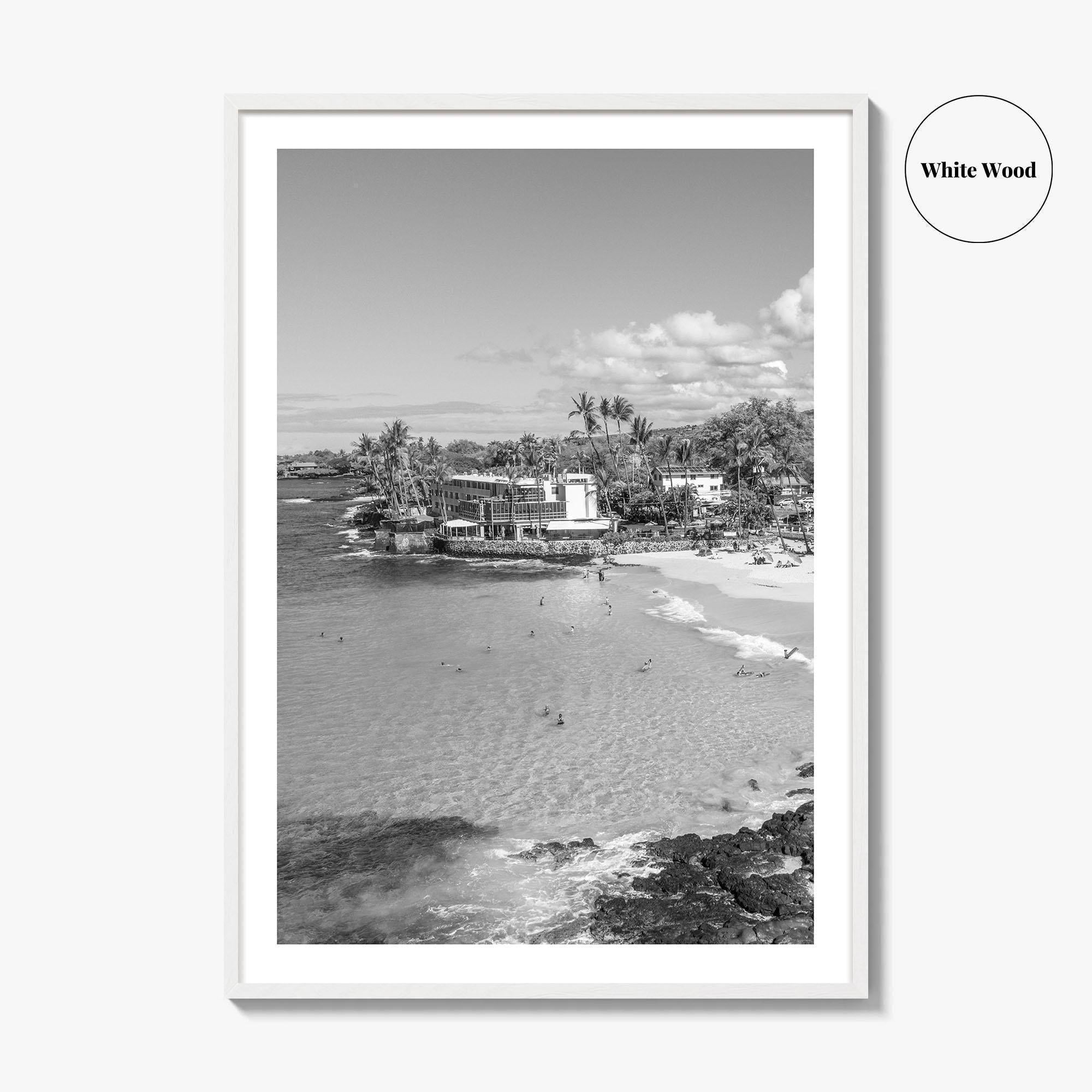 Kailua Kona Black and White Fine Art Photo Print, Magic Sands Beach, Hawaii Poster