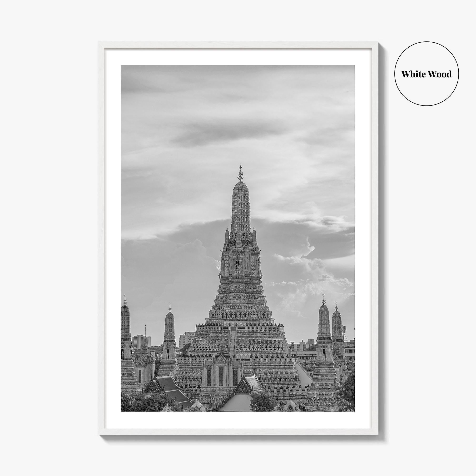 Bangkok Black and White Fine Art Photo Print, Wat Arun Temple Poster, Thailand Poster