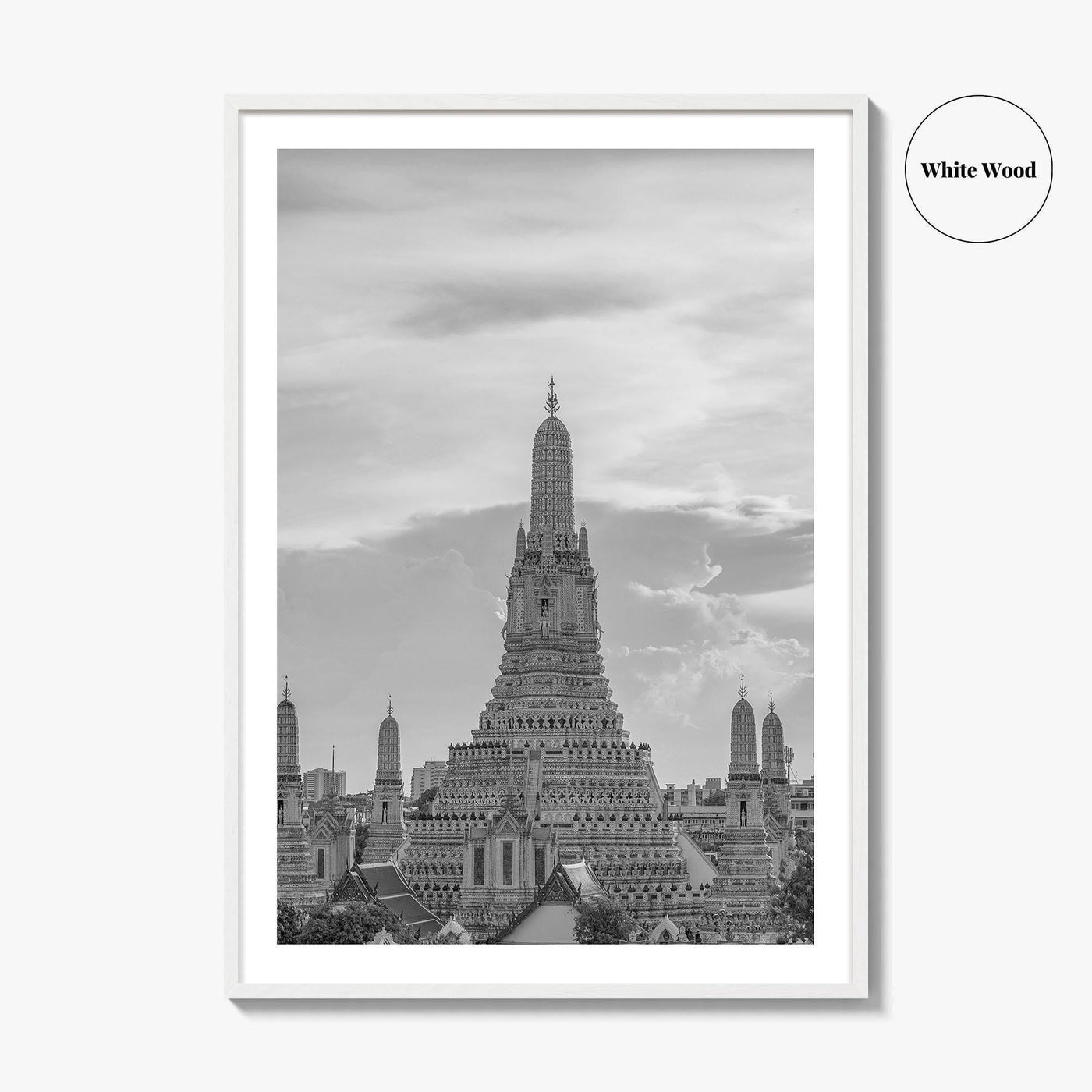 Bangkok Black and White Fine Art Photo Print, Wat Arun Temple Poster, Thailand Poster