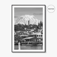 Tacoma Black and White Fine Art Photo Print, Mount Rainier, Washington State Poster