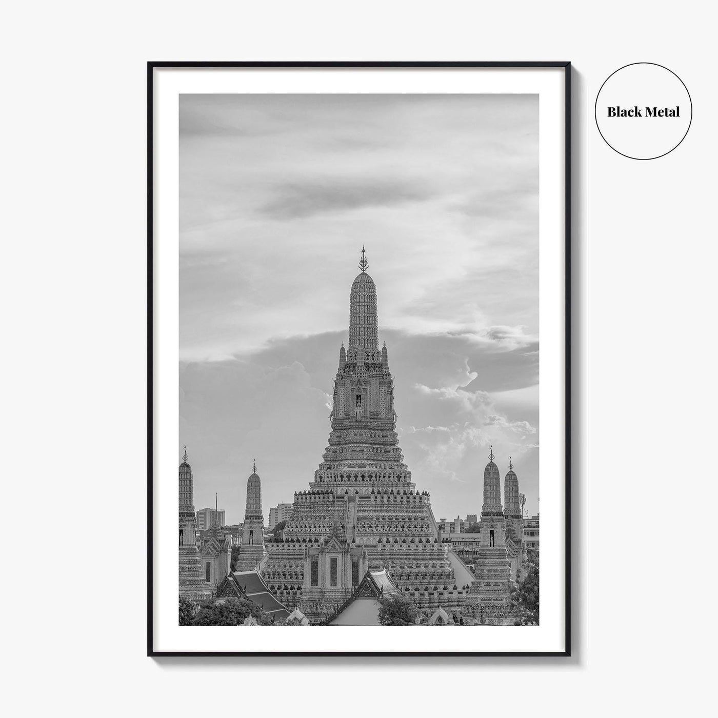 Bangkok Black and White Fine Art Photo Print, Wat Arun Temple Poster, Thailand Poster