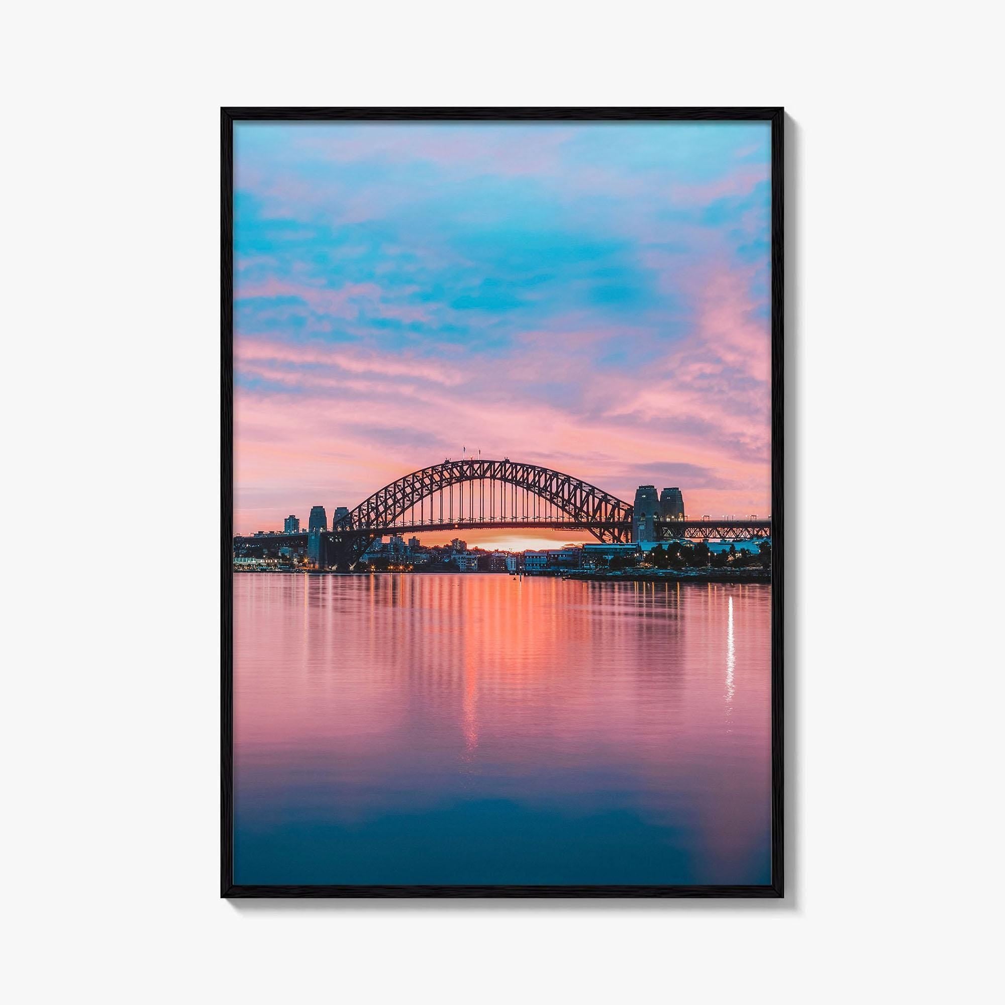 Sydney Blue and Purple Fine Art Photo Print, Harbour Bridge Silhouette, Australia Poster