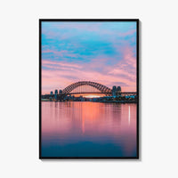 Sydney Blue and Purple Fine Art Photo Print, Harbour Bridge Silhouette, Australia Poster