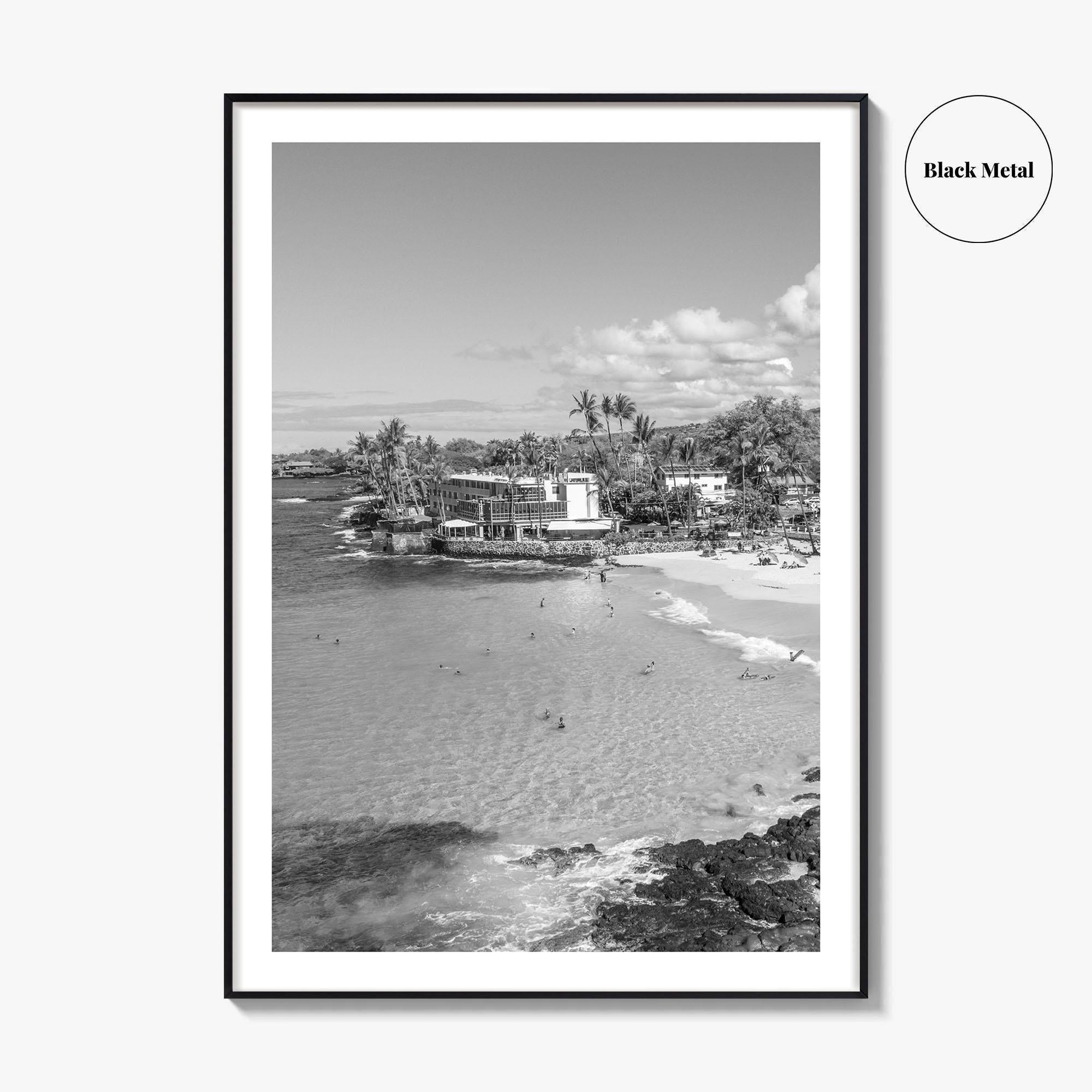 Kailua Kona Black and White Fine Art Photo Print, Magic Sands Beach, Hawaii Poster