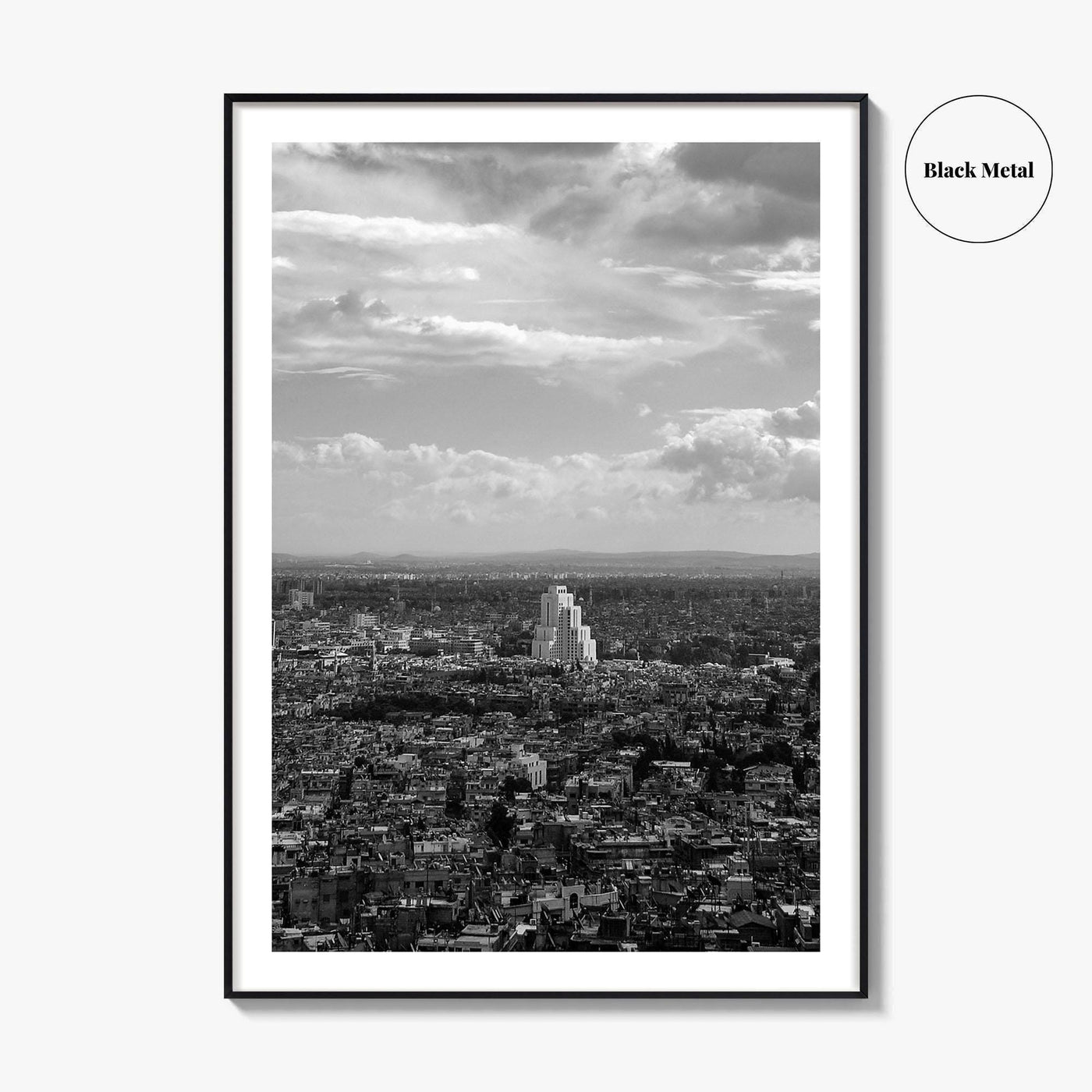Damascus Skyline Black and White Fine Art Photo Print, Mount Qasioun View, Syria Poster