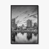 Milwaukee Skyline Black and White Fine Art Photo Print, Wisconsin, USA, Lake Michigan, Poster