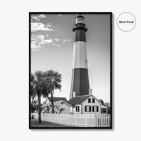 Tybee Island Black and White Fine Art Photo Print, Lighthouse, Georgia, USA Wall Poster