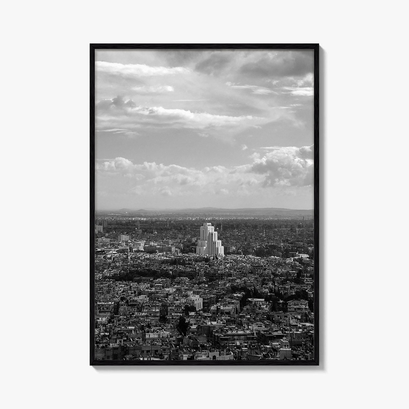Damascus Skyline Black and White Fine Art Photo Print, Mount Qasioun View, Syria Poster