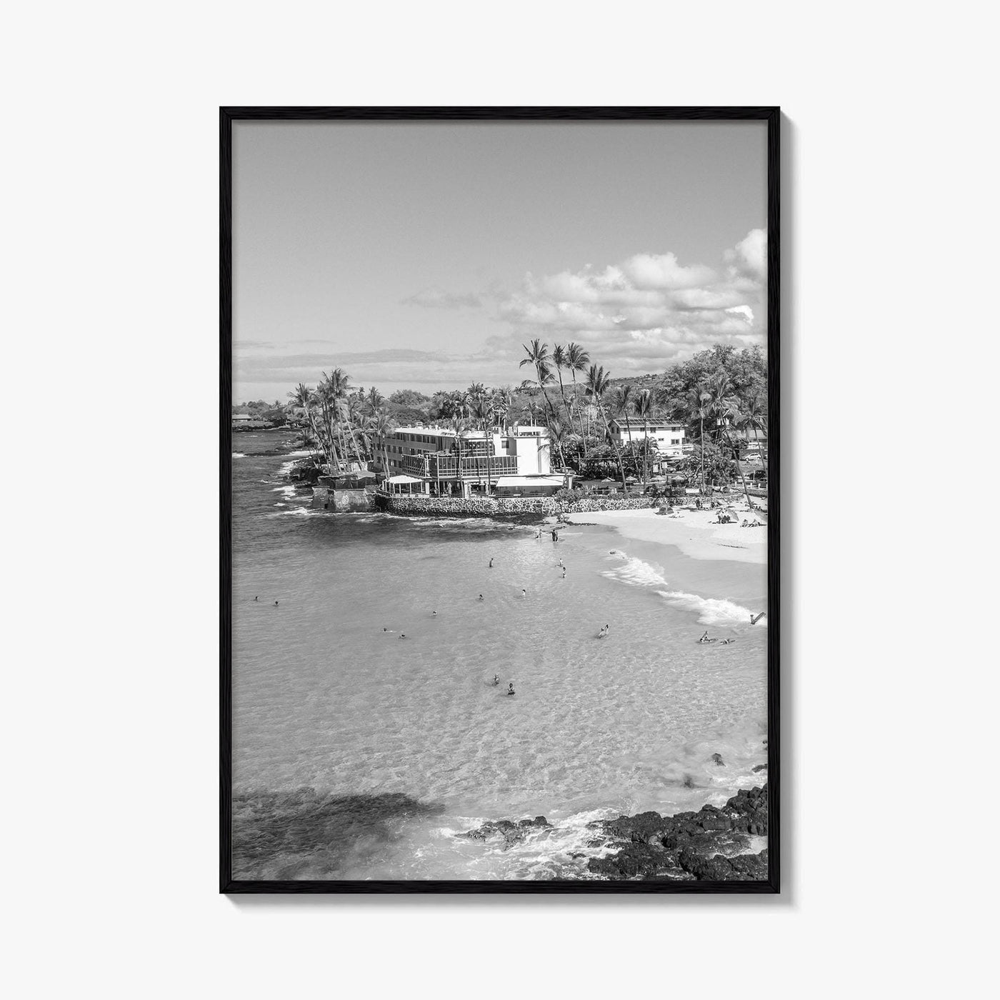 Kailua Kona Black and White Fine Art Photo Print, Magic Sands Beach, Hawaii Poster