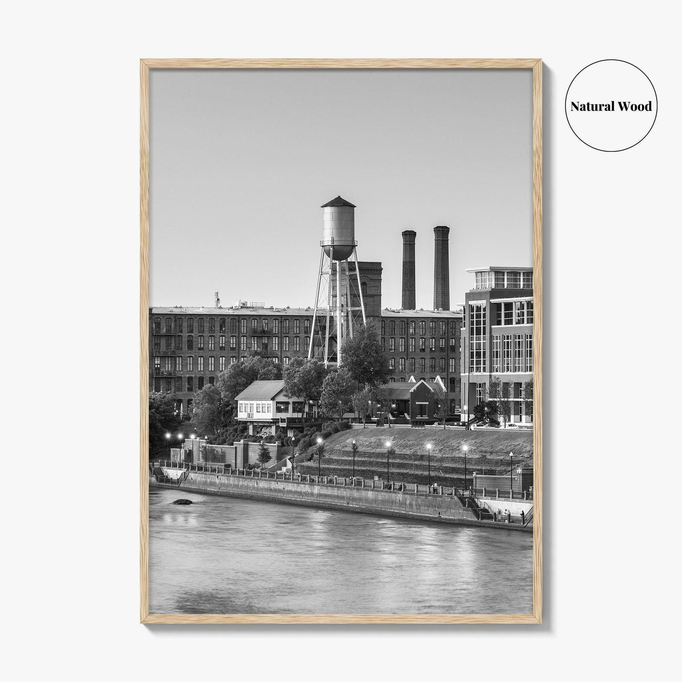 Columbus Georgia Skyline Black and White Fine Art Photo Print, Downtown Chattahoochee River Poster