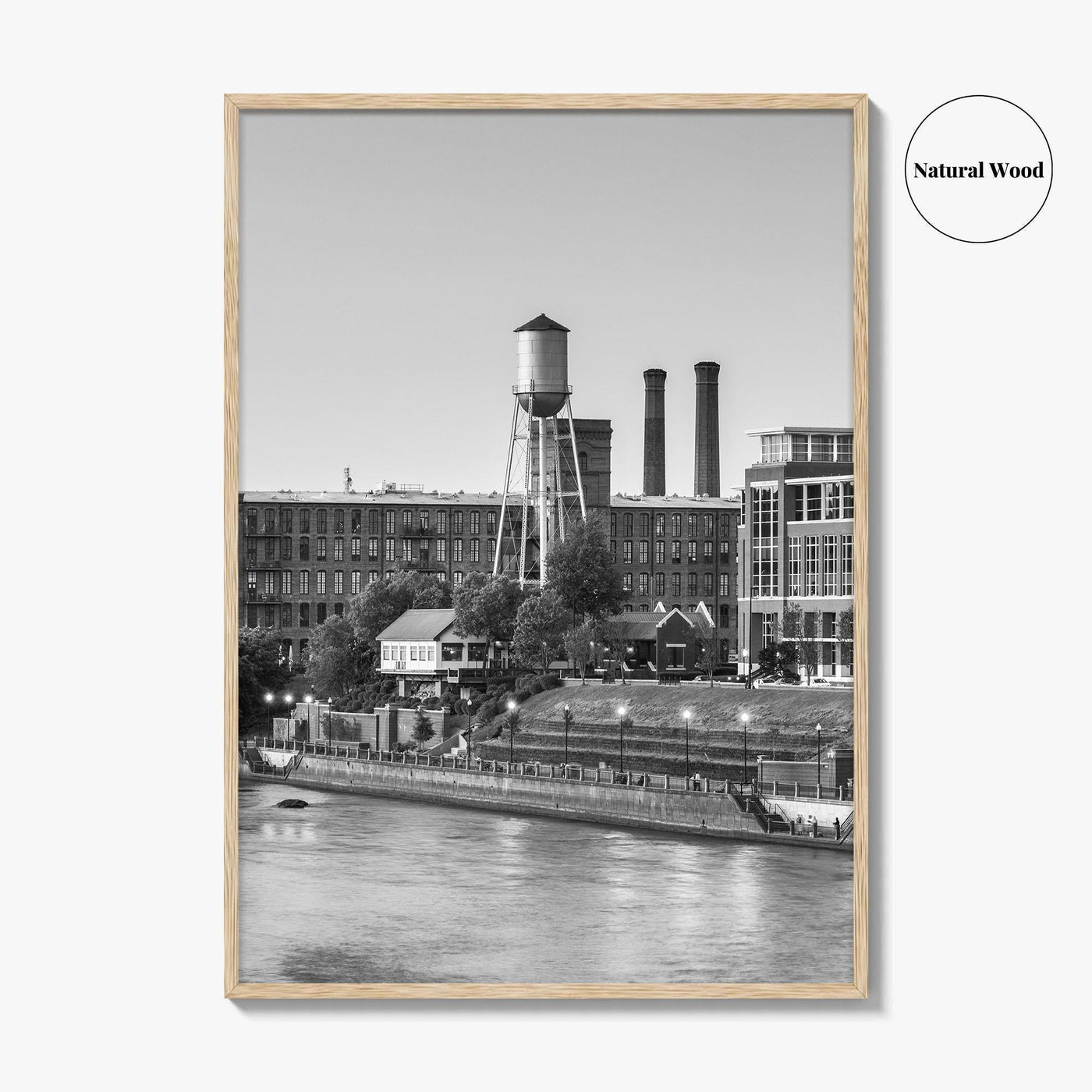 Columbus Georgia Skyline Black and White Fine Art Photo Print, Downtown Chattahoochee River Poster
