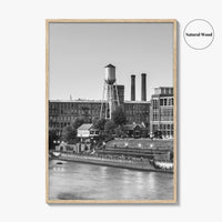 Columbus Georgia Skyline Black and White Fine Art Photo Print, Downtown Chattahoochee River Poster