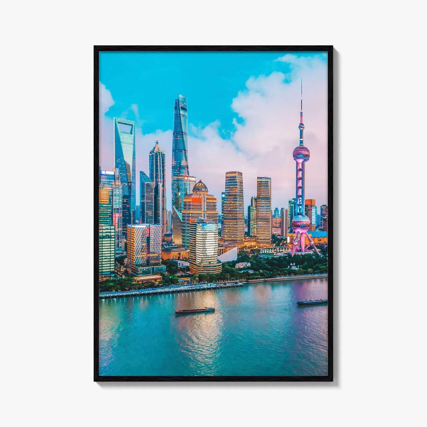 Shanghai Skyline Fine Art Photo Print, Pudong, Aerial Night, China Wall Decor Poster