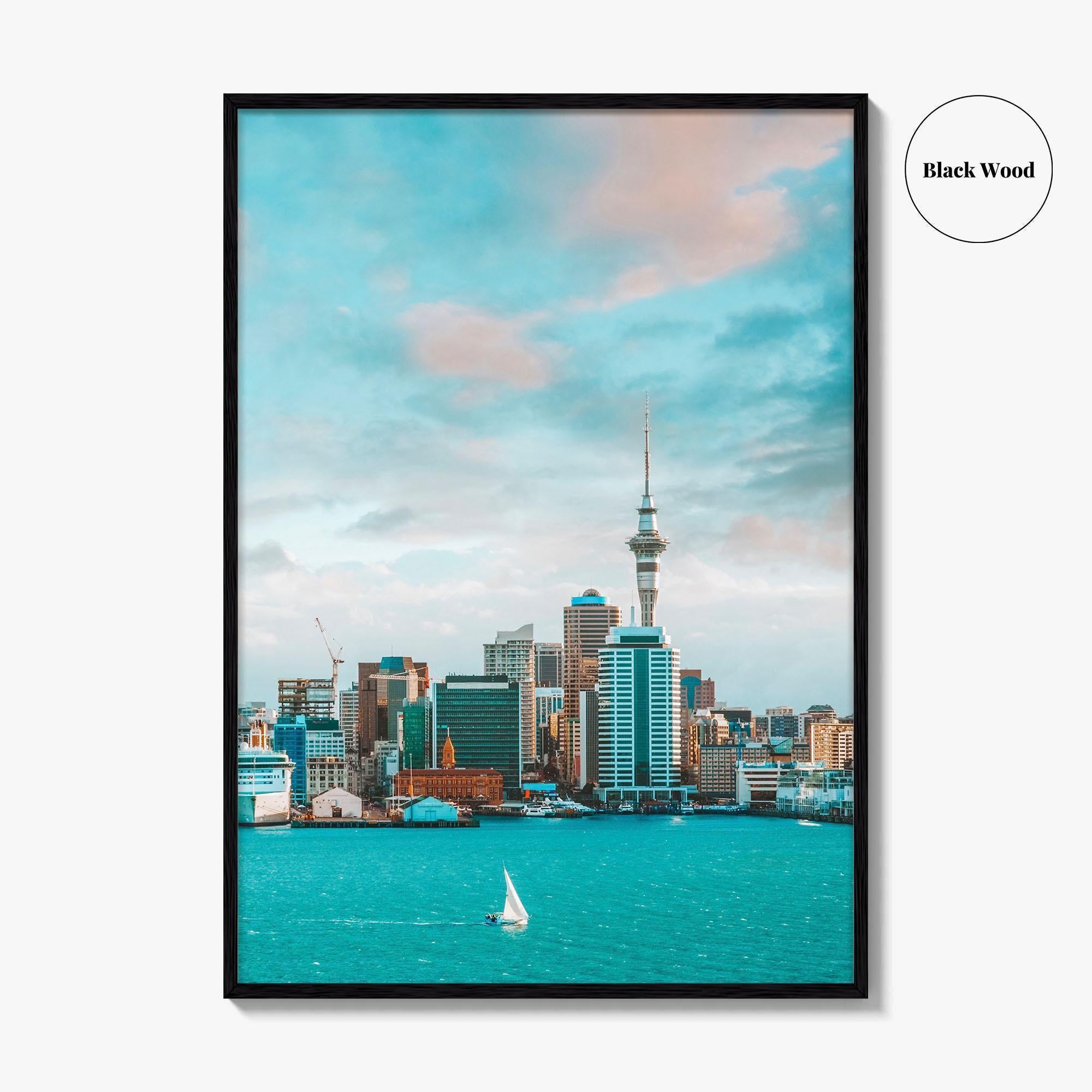 Auckland Skyline Fine Art Photo Print, New Zealand Wall Decor Poster, Harbour