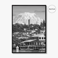 Tacoma Black and White Fine Art Photo Print, Mount Rainier, Washington State Poster