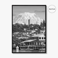 Tacoma Black and White Fine Art Photo Print, Mount Rainier, Washington State Poster